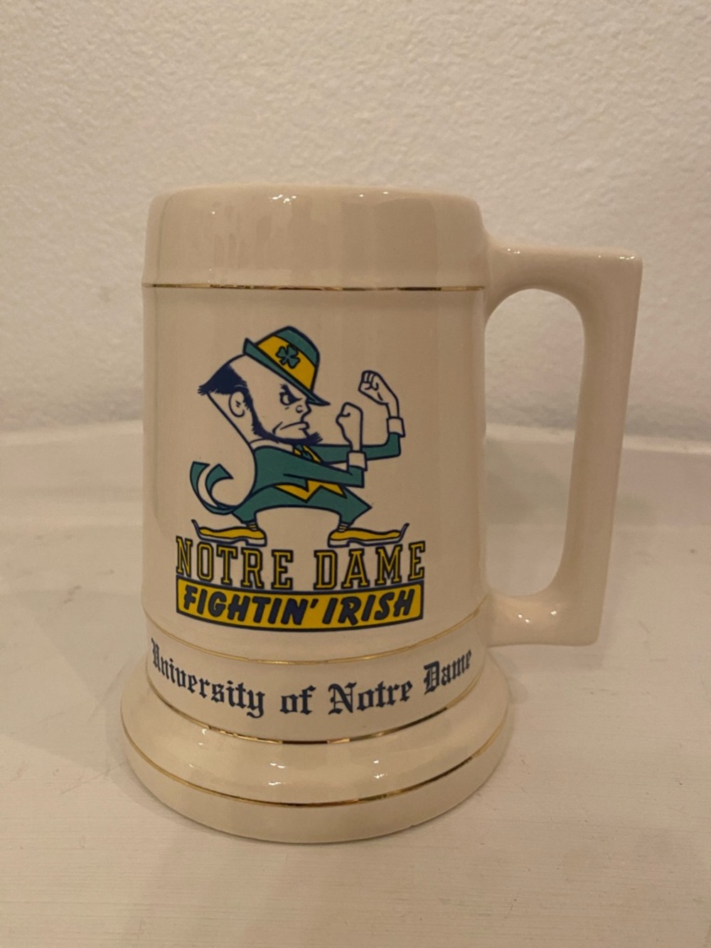 Notre Dame Fightin' Irish Ceramic Beer Stein - White/Gold Accent